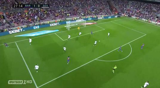 Барселона - Севилья - Видео гола Луис Суарес, 27 минута смотреть онлайн